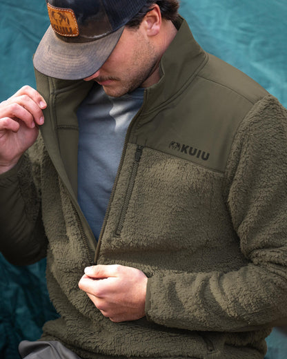 Sherpa Fleece Zip Pullover | Gunmetal Tonal