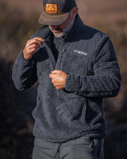 Sherpa Fleece Zip Pullover | Gunmetal Tonal