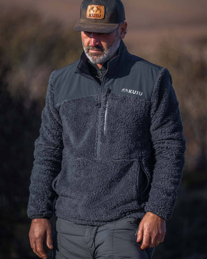 Sherpa Fleece Zip Pullover | Gunmetal Tonal
