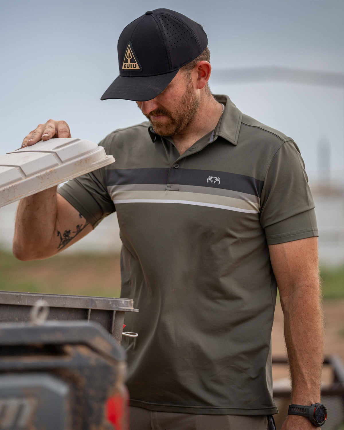 KUIU Performance Polo Stripe | Evergreen Stripe