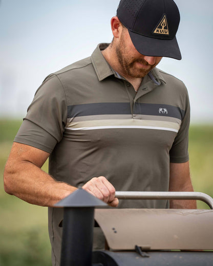 KUIU Performance Polo Stripe | Evergreen Stripe