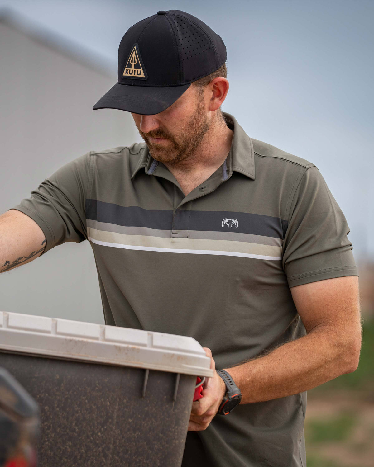 KUIU Performance Polo Stripe | Evergreen Stripe