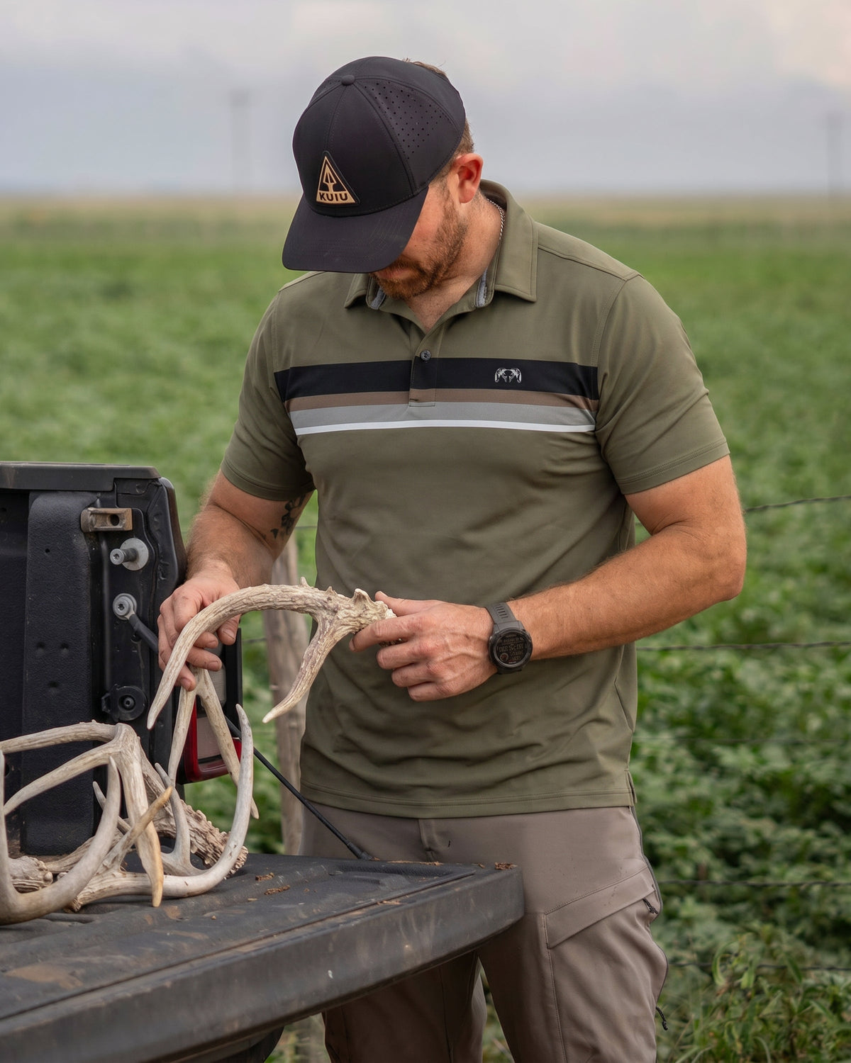 KUIU Performance Polo Stripe | Evergreen Stripe