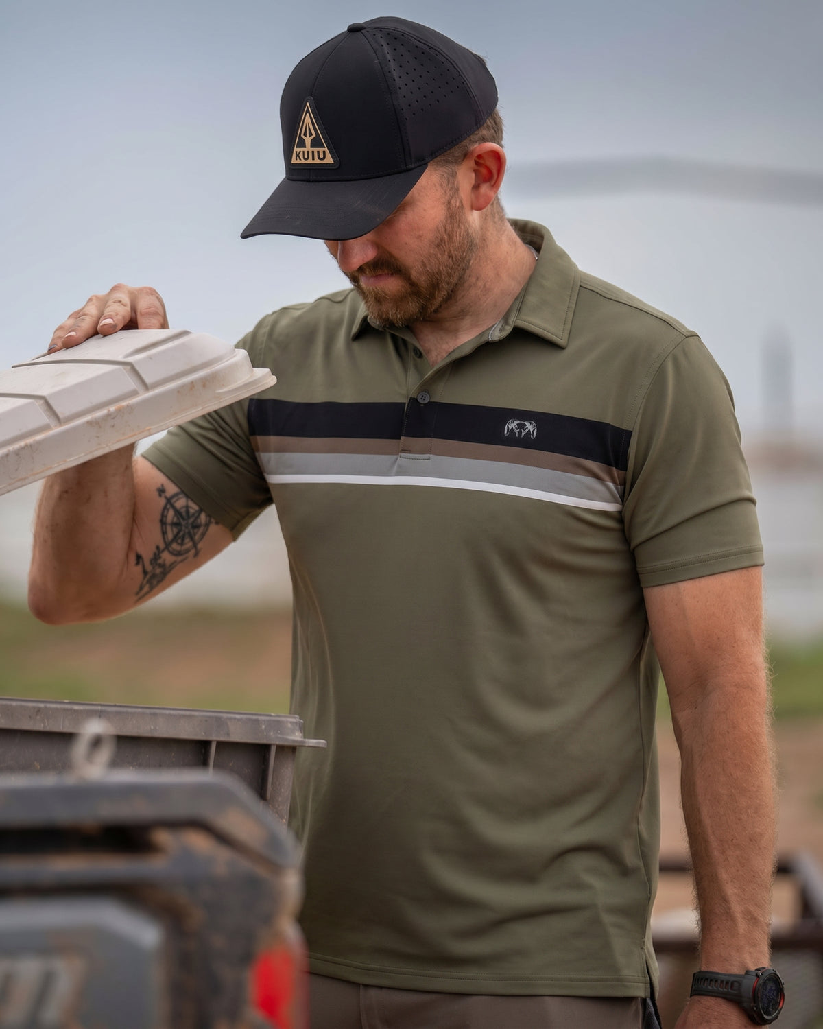 KUIU Performance Polo Stripe | Evergreen Stripe
