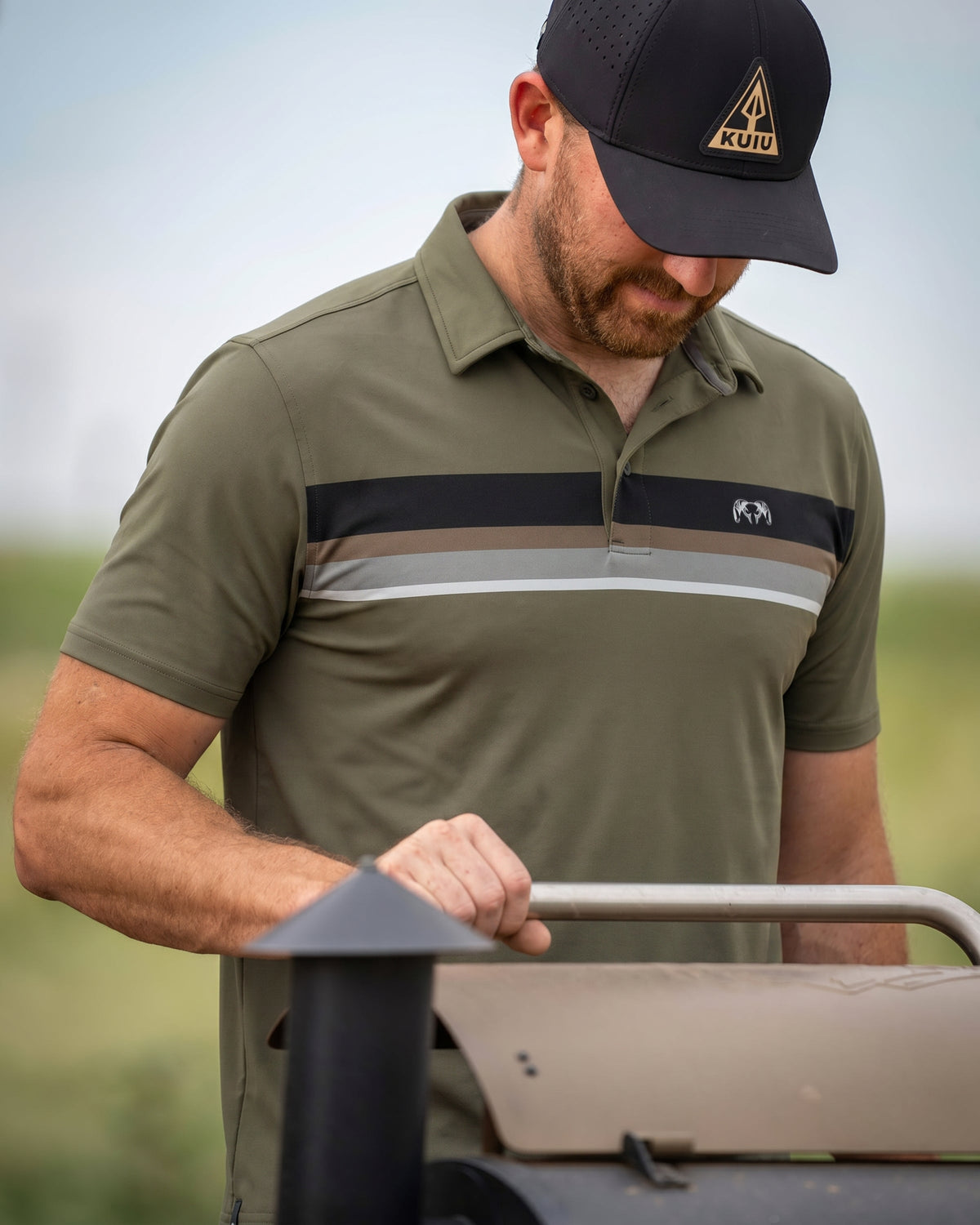 KUIU Performance Polo Stripe | Evergreen Stripe