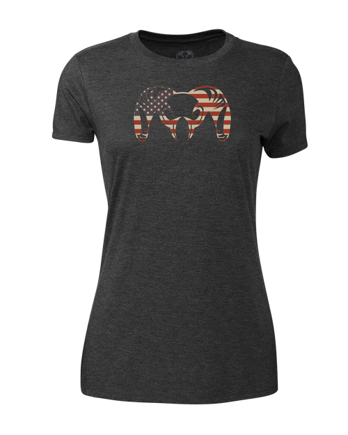 Women's Solid Patriotic Ram T-Shirt | Charcoal
